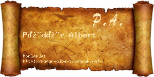 Pádár Albert névjegykártya